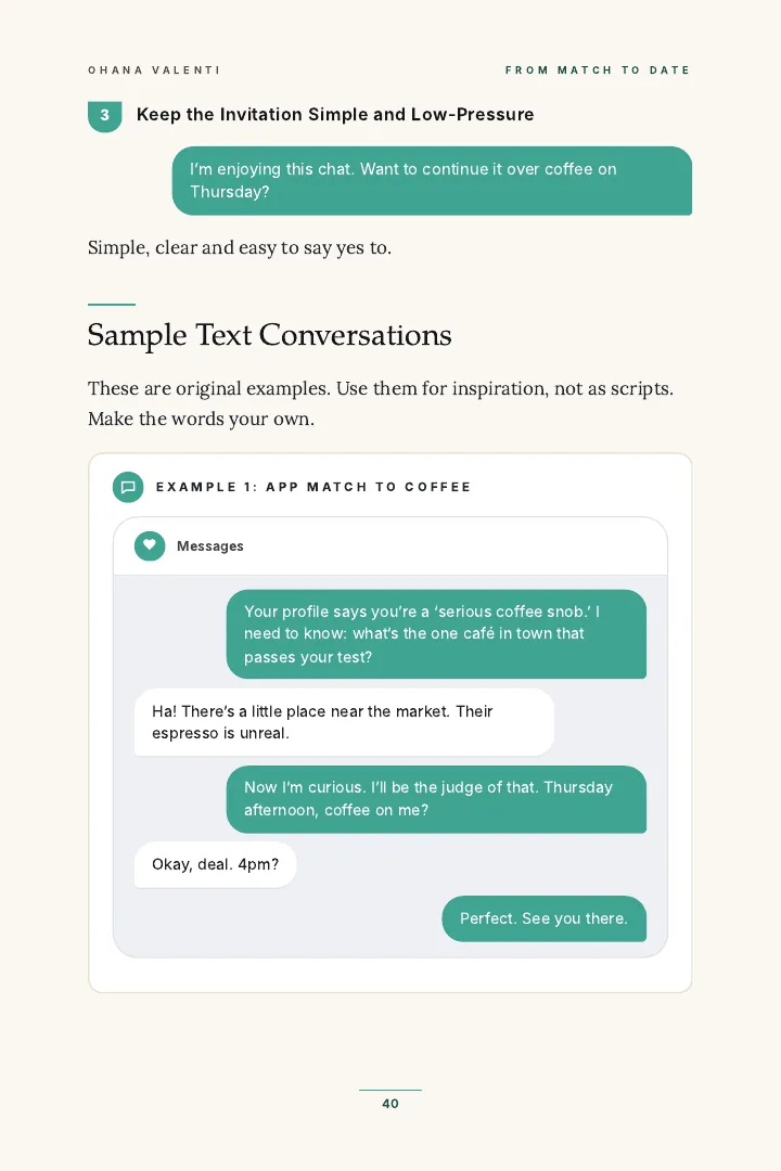 From Match to Date: Sample conversations, start to date
